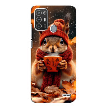 Печатный чехол «Зверята с кофе» для ZTE Blade A72 – Белка с кофе