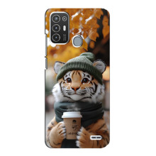 Печатный чехол «Зверята с кофе» для ZTE Blade A72 – Тигр с кофе