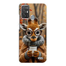 Печатный чехол «Зверята с кофе» для ZTE Blade A72 – Жираф с кофе