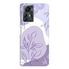 Силконовий чохол з принтом в квітах на ZTE Blade A72s (Фіолетовий дизайн)