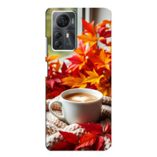 Чехол с уникальным дизайном «Осень с кофе» для ZTE Blade A72s – Кофе и листья