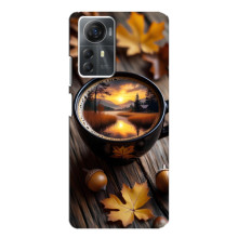 Чехол с уникальным дизайном «Осень с кофе» для ZTE Blade A72s – Тёмный кофе