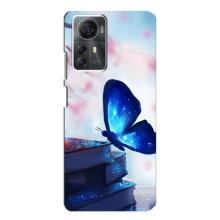 Силиконовый бампер с картинкой животных для ZTE Blade A72s (Бабочка синяя)