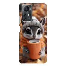 Печатный чехол «Зверята с кофе» для ZTE Blade A72s