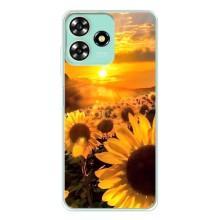 Чехол с Цветами для ZTE Blade A73 (поле подсолнухов)