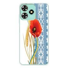 Силиконовый Чехол на ZTE Blade A73 с картинкой Вышиванки (Вышиванка с цветком)