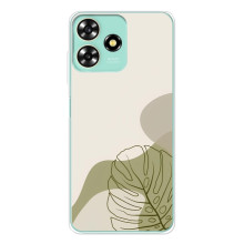 Силиконовый чехол с принтом в цветах на ZTE Blade A73 (Монстера зелёная)