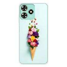 Чехлы с тематикой "ЦВЕТЫ" на ZTE Blade A73 (Цветок-мороженное)