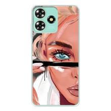 Силиконовый Чехол на ZTE Blade A73 с картинкой Стильных Девушек – Девушка и ресницы