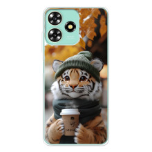 Друкований чохол 'Звірята з кавою' для ZTE Blade A73 – Тигр з кавою