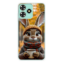Друкований чохол 'Звірята з кавою' для ZTE Blade A73 – Зайчик з кавою