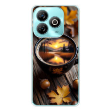 Чехол с уникальным дизайном «Осень с кофе» для ZTE Blade A75 – Тёмный кофе