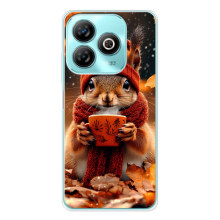 Друкований чохол 'Звірята з кавою' для ZTE Blade A75 – Білка з кавою