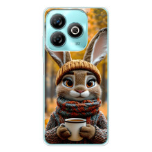 Друкований чохол 'Звірята з кавою' для ZTE Blade A75 – Зайчик з кавою