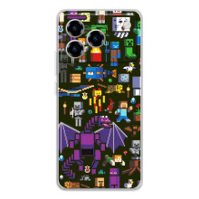 Чехол Майнкрафт на ZTE Blade A76 (AlphaPrint) Minecraft (Коллаж Майнкрафт)