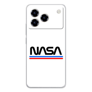 Силиконовый бампер с принтом "Наса" на ZTE Blade A76 – NASA на белом фоне