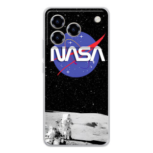 Силиконовый бампер с принтом "Наса" на ZTE Blade A76 – Nasa на луне