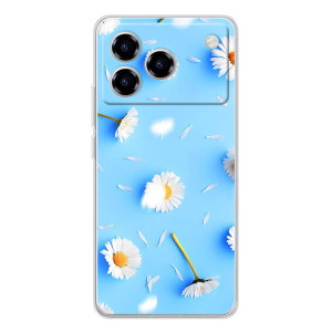 Чохол з Квітами для ZTE Blade A76 – ромашки на блакитному