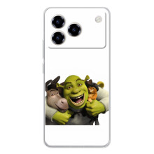 Печатный чехол с принтом Шрек для ZTE Blade A76 – Шрек осел и кот