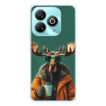 Чехол с принтом стильные животные для Блейд А76 (Лось с кофе)