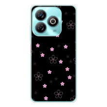 Чохол з розовим принтом для ZTE Blade A76 – Рожеві квіти на чорному