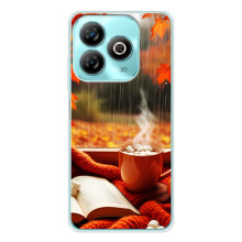 Чехол с уникальным дизайном «Осень с кофе» для ZTE Blade A76 – Кофе и дождь