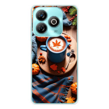Чехол с уникальным дизайном «Осень с кофе» для ZTE Blade A76 – Кофе и тыквы