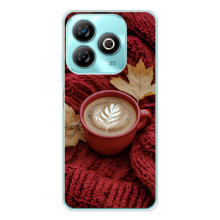 Чехол с уникальным дизайном «Осень с кофе» для ZTE Blade A76 – Кофе на пледе