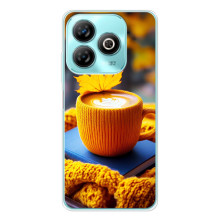 Чехол с уникальным дизайном «Осень с кофе» для ZTE Blade A76 – Кофе с жёлтым
