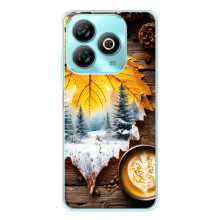 Чехол с уникальным дизайном «Осень с кофе» для ZTE Blade A76 – Осенне-зимнее кофе