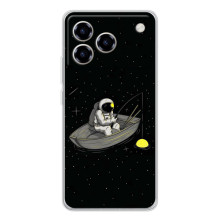 Силіконовый Чохол з принтом "Космонавти" на ZTE Blade A76 – Космонавт на рибалці