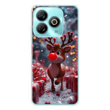Яркий чехол для ZTE Blade A76 с Зимними Оленятами – Олень среди подарков