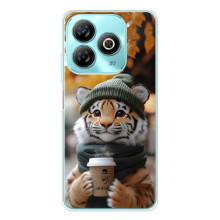 Друкований чохол 'Звірята з кавою' для ZTE Blade A76 – Тигр з кавою