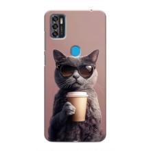 Чохол з принтом стильні тварини для ZTE Blade A7s 2020 – Кіт з кавою