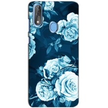 Чехлы (ART) Цветы на ZTE Blade V10 (VPrint) (Голубые Бутоны)