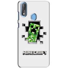 Чехол Майнкрафт на ZTE Blade V10 (AlphaPrint) Minecraft (крипер Майнкрафт)