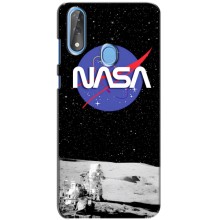 Силиконовый бампер с принтом "Наса" на ZTE Blade V10 (Nasa на луне)