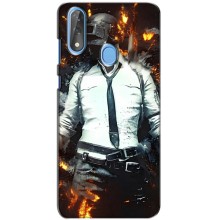 Силиконовый чехол с картинкой "Герой Pubg" на ZTE Blade V10 (Man Пубг)