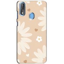 Чехол с цветочным принтом на ЗТЕ Блейд В10 – Бежевые цветы
