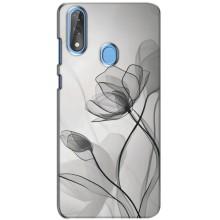 Чехол с цветочным принтом на ЗТЕ Блейд В10 – Черные цветы