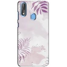 Чехол с цветочным принтом на ЗТЕ Блейд В10 – Фиолетовые листья