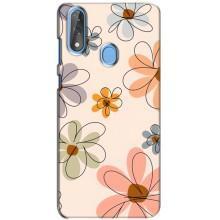 Чехол с цветочным принтом на ЗТЕ Блейд В10 – Разноцветные цветы