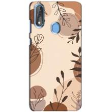 Чехол с цветочным принтом на ЗТЕ Блейд В10 – Коричневые цветы
