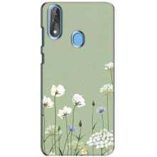Чехол с цветочным принтом на ЗТЕ Блейд В10 – Цветы на зеленом