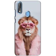 Чехол с принтом стильные животные для ЗТЕ Блейд В10 – Лев в очках