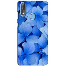 Силіконовий бампер з принтом (квіточки) на ЗТЕ Блейд В10 (Сині квіти)