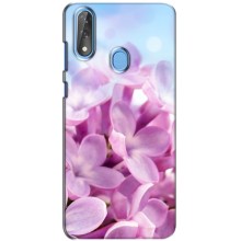 Силиконовый бампер с принтом (цветочки) на ЗТЕ Блейд В10 (Сиреневые цветы)