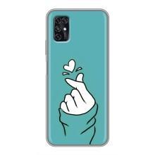 Чехлы (Знак сердечка) на ZTE Blade V2020 Smart – Сердечко на бирюзовом