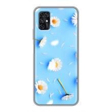 Чехол с Цветами для ZTE Blade V2020 Smart (ромашки на голубом)