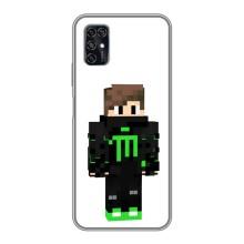 Чехлы для ZTE Blade V2020 Smart (Персонажи Майн Крафт) (Зеленый мальчик)